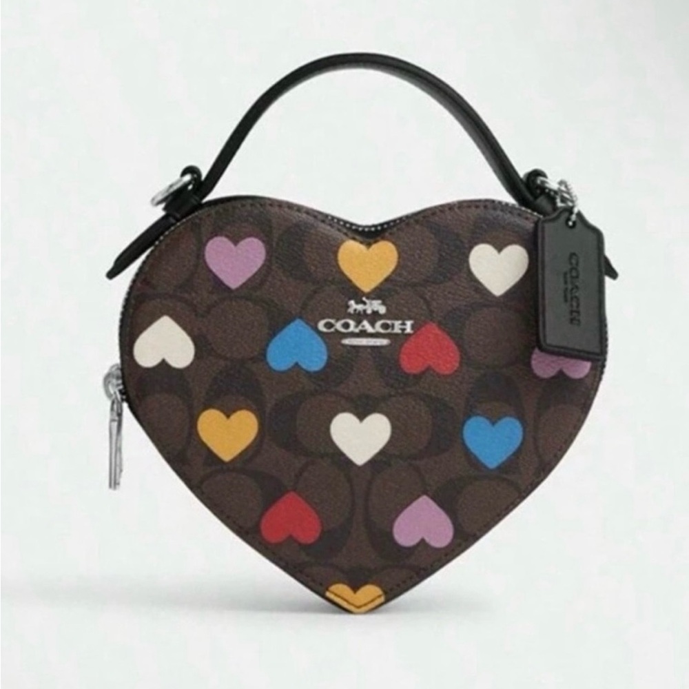 Coach Heart-Shaped Bag with Colorful Hearts